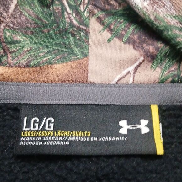 Under Armour Storm loose  black camo hooded sweatshirt sherpa lined Sz L EUC - Picture 8 of 9